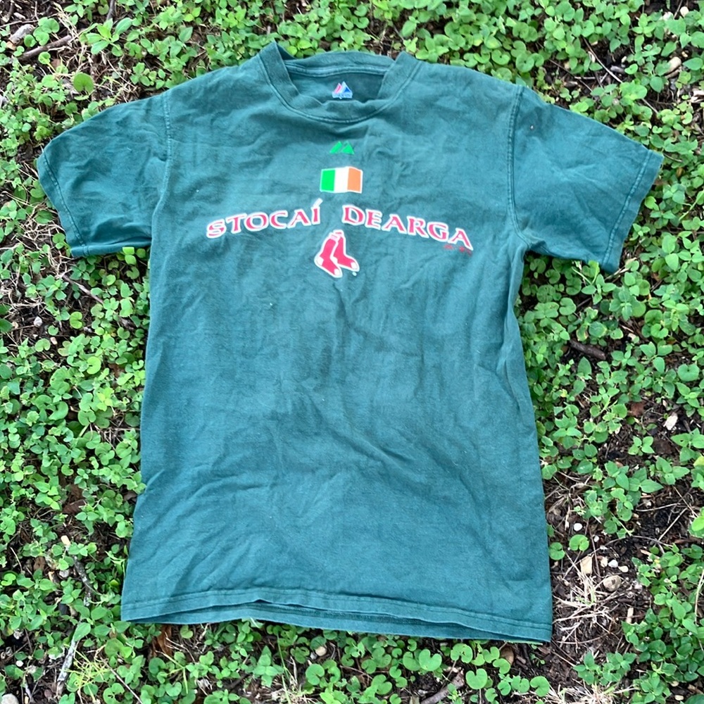 Majestic Forest Green T-Shirt with Celtic Boston Red Sox graphic